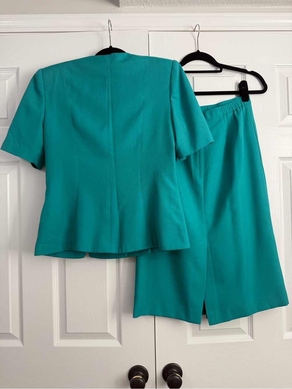 Vintage Kasper ASL Teal Skirt Suit Set Women’s 8 Peplum Career Office - Picture 2 of 13